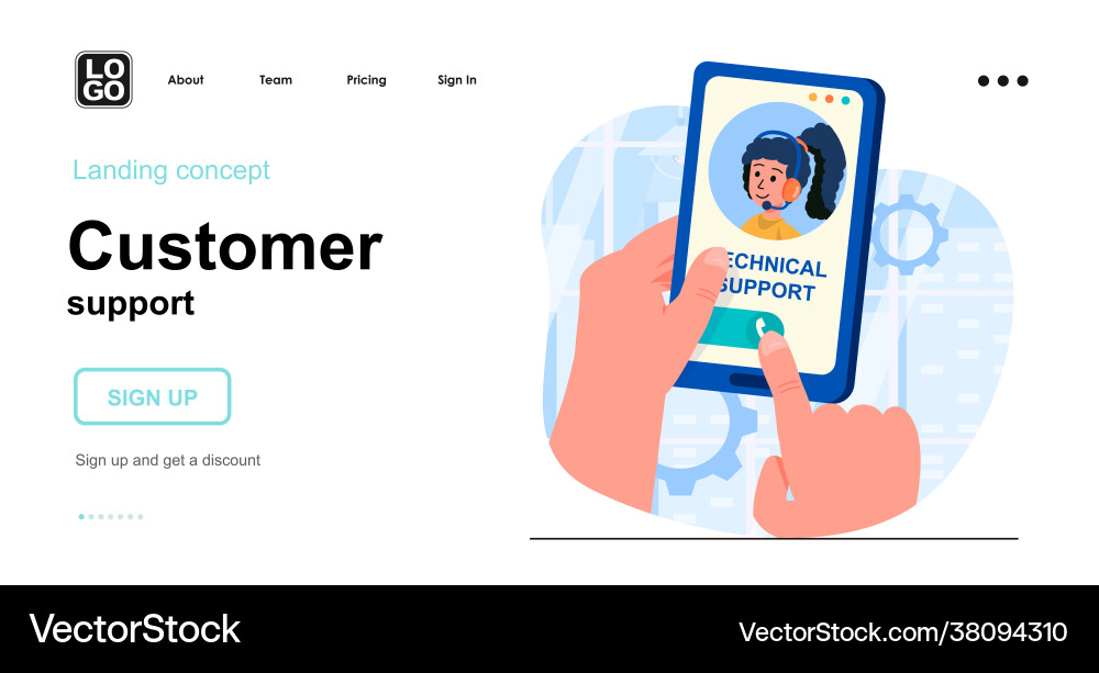 Customer support web concept client calls Vector Image
