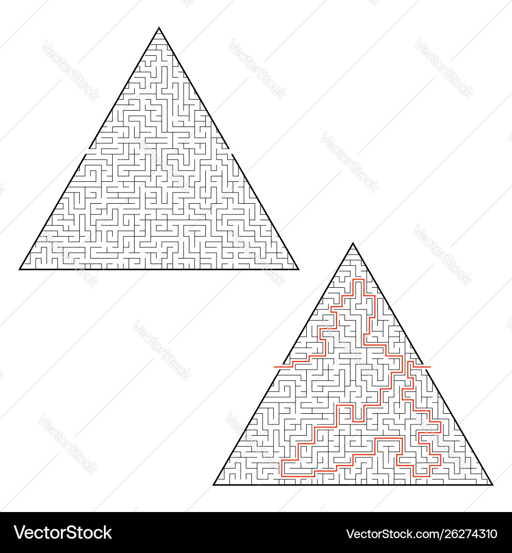 Difficult triangular labyrinth game for kids Difficult triangular labyrinth game for kids vector image
