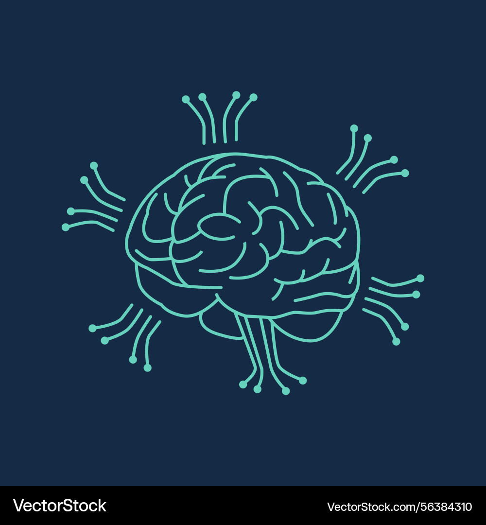 Digital brain futuristic artificial intelligence Digital brain futuristic artificial intelligence vector image