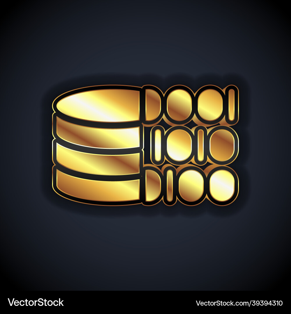 Gold binary code icon isolated on black background Gold binary code icon isolated on black background vector image