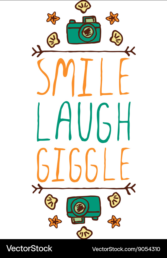 Hand-sketched typographic element with camera Vector Image