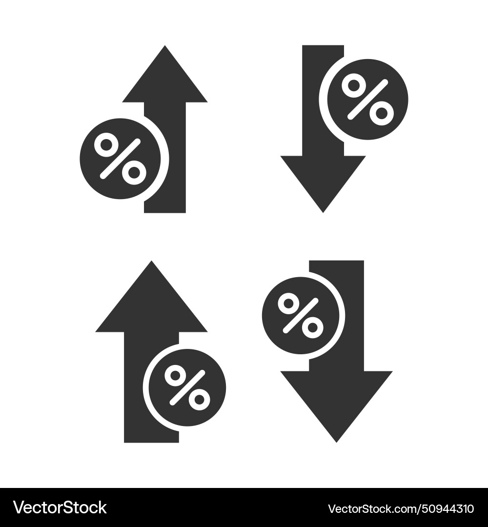 Increase and decrease percent rate isolated Vector Image