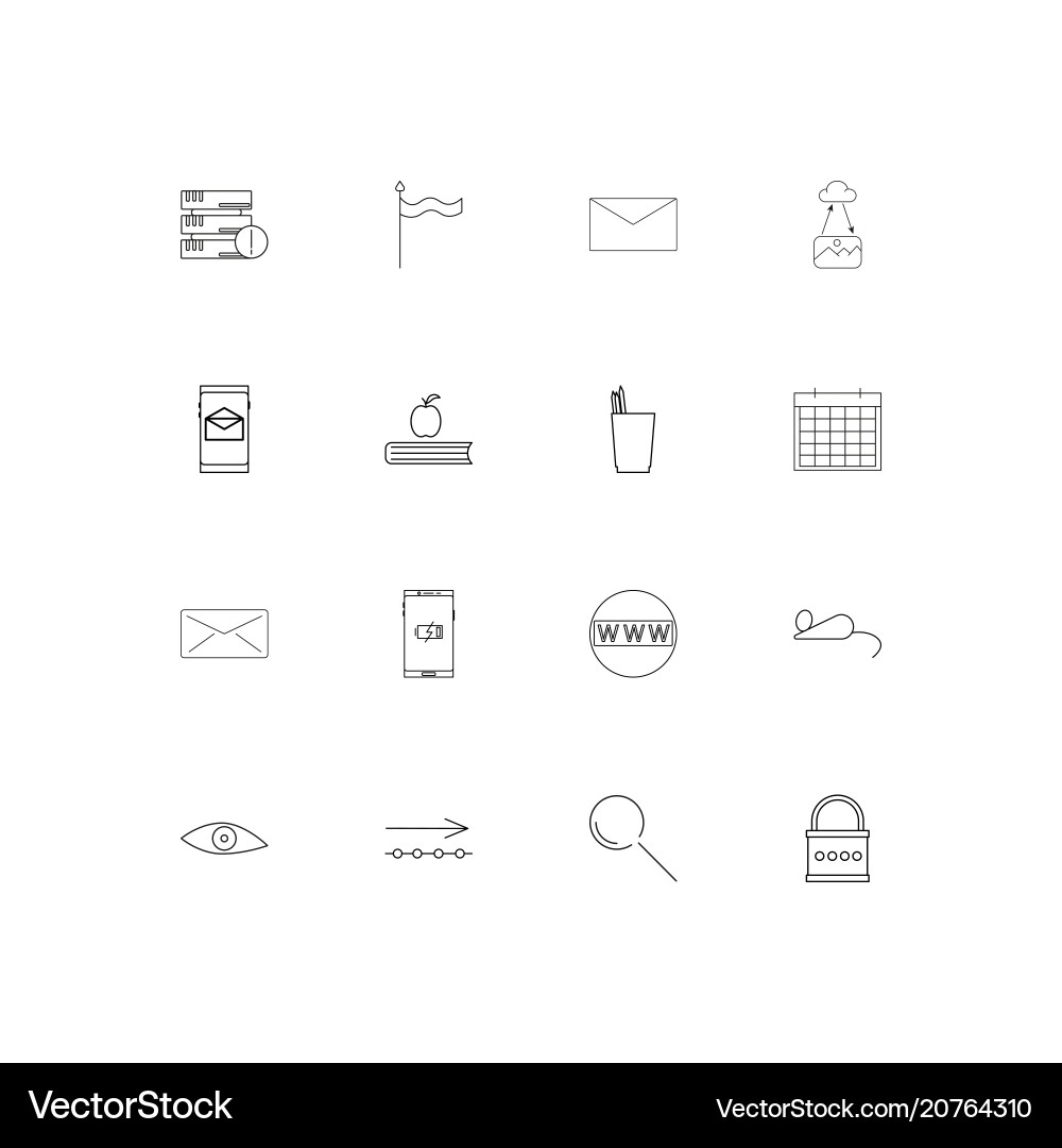 Internet technologies linear thin icons set vector image