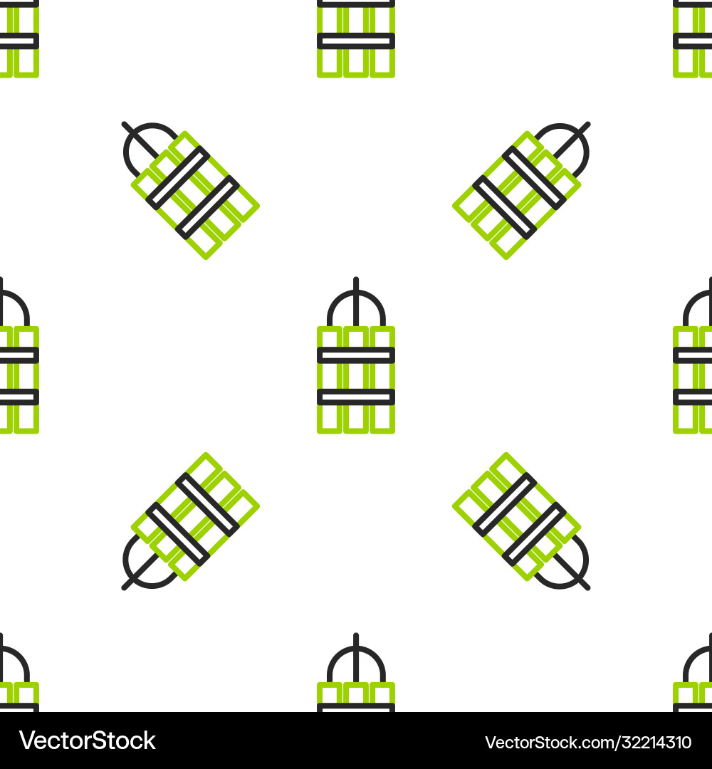 Line detonate dynamite bomb stick and timer clock Line detonate dynamite bomb stick and timer clock vector image