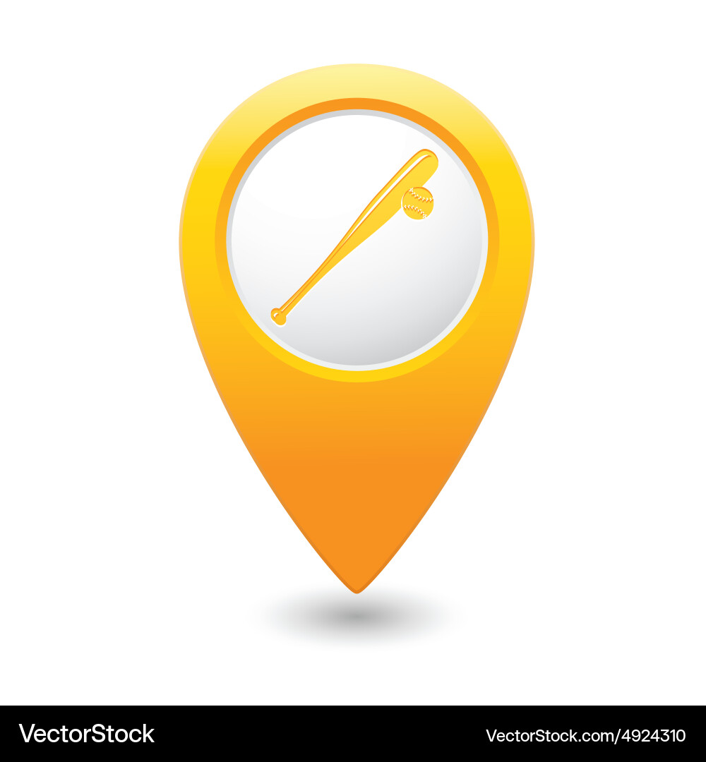Map pointer with baseball icon vector image
