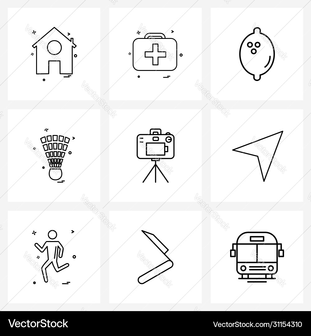 Modern style set 9 line pictograph grid based Vector Image