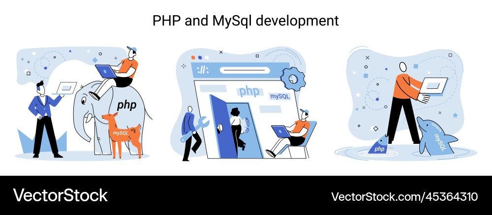 Php and mysql development software website Php and mysql development software website vector image