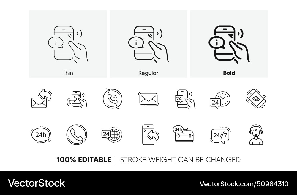 Processing line icons call center support vector image