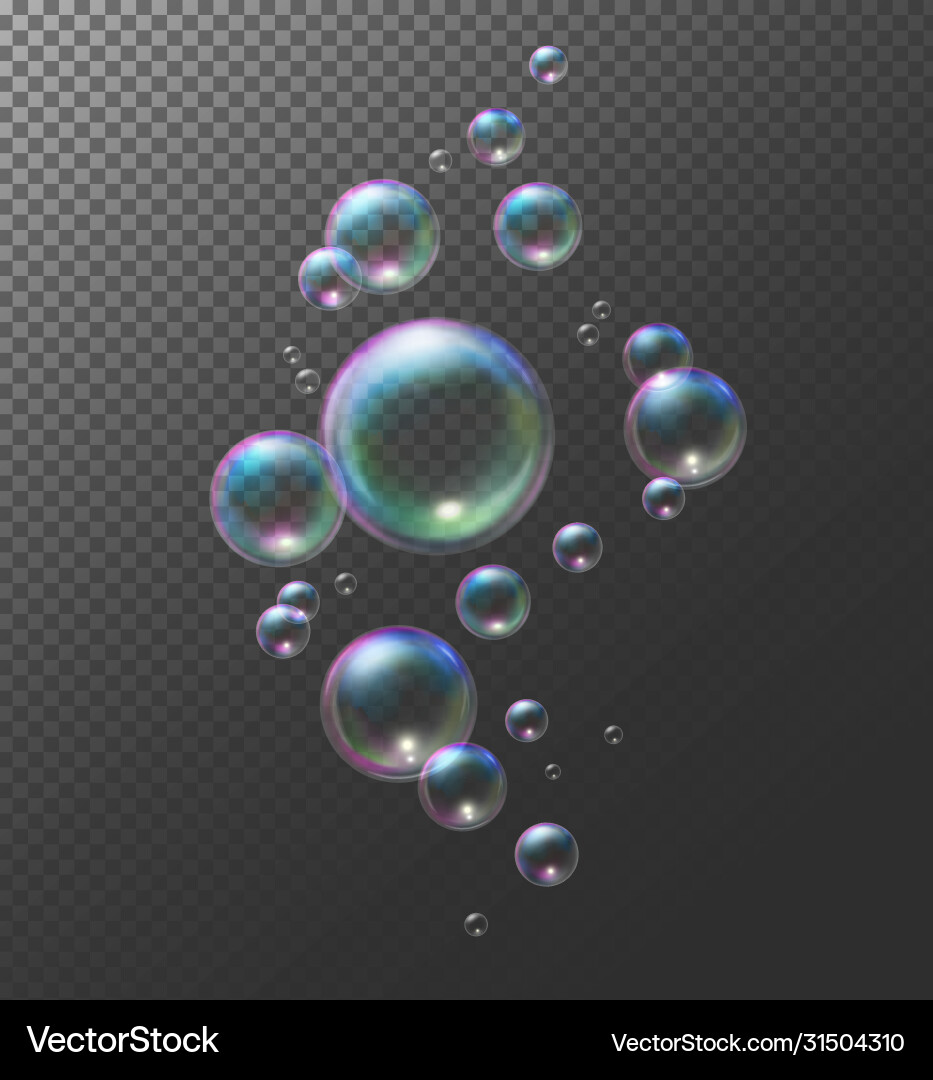 Realistic transparent soap bubbles Royalty Free Vector Image