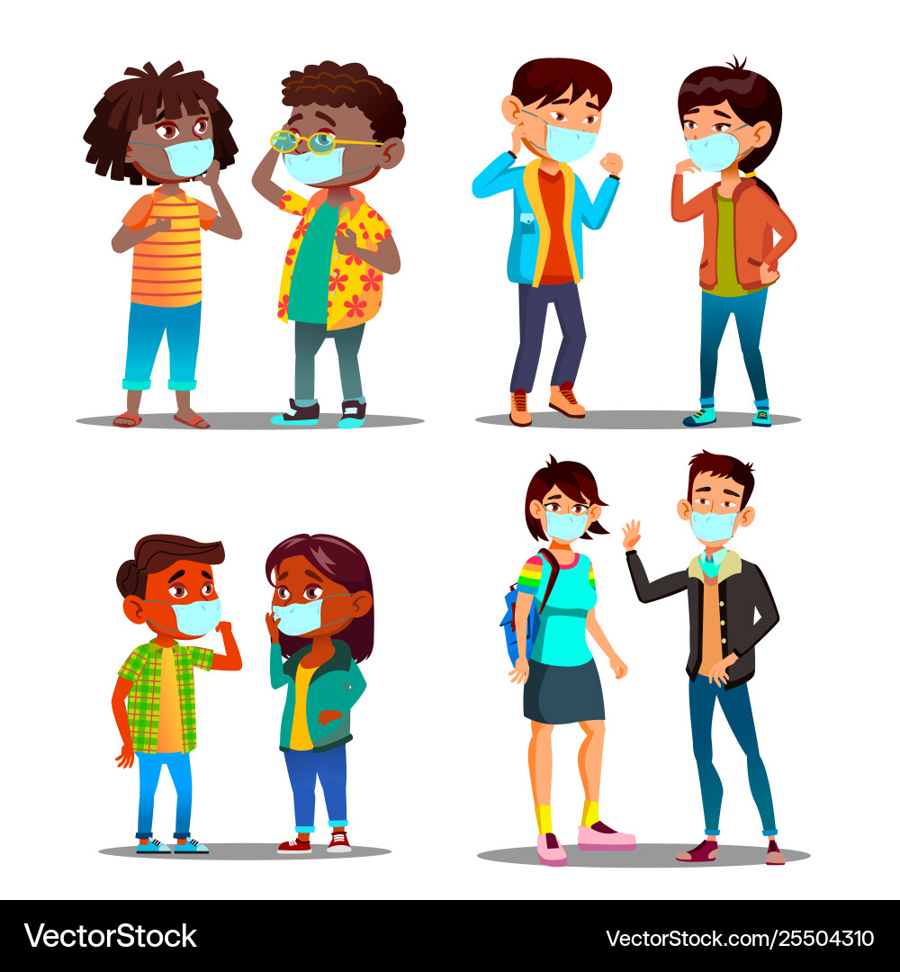 Sad characters protected from smog set Sad characters protected from smog set Vector Image