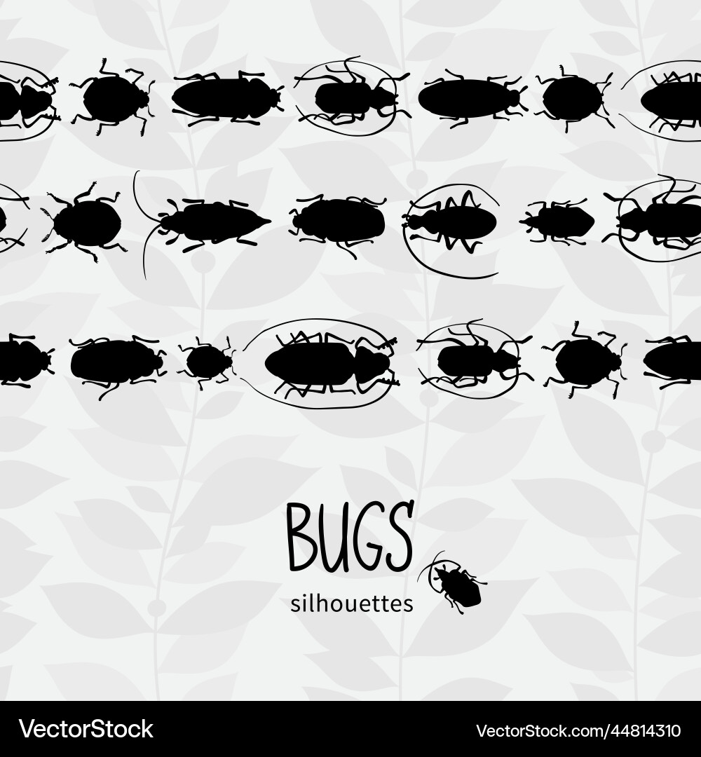 Seamless border with colorful bugs Vector Image