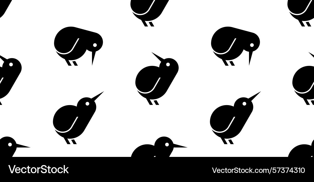 Seamless pattern with kiwi bird logo vector image