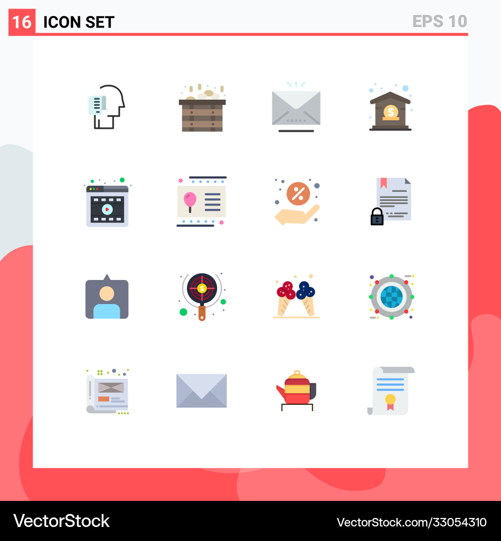 Set 16 flat colors on grid for player Vector Image