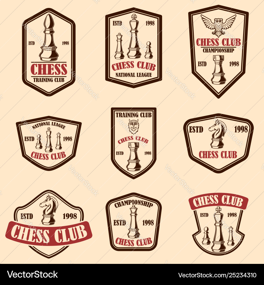 Set chess club emblems design element Set chess club emblems design element vector image