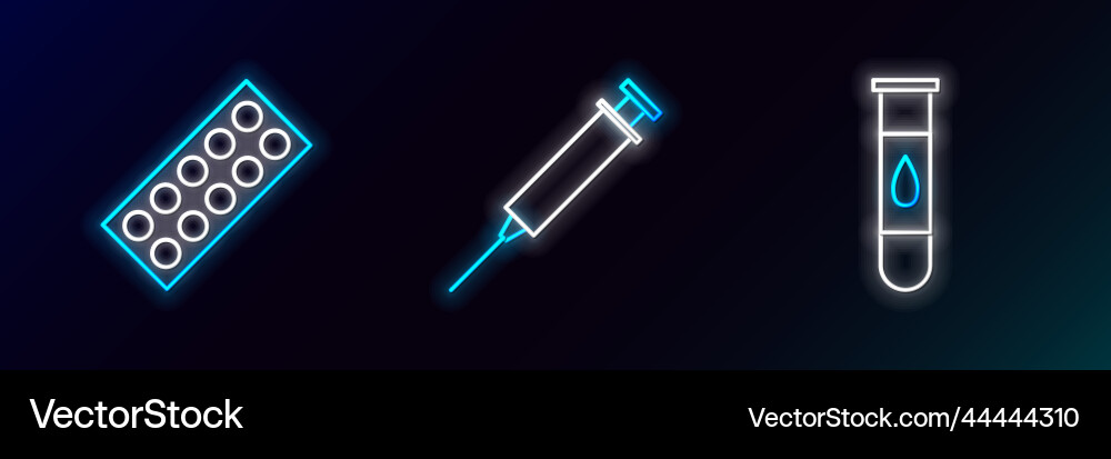 Set line blood test and virus pills in blister Set line blood test and virus pills in blister vector image