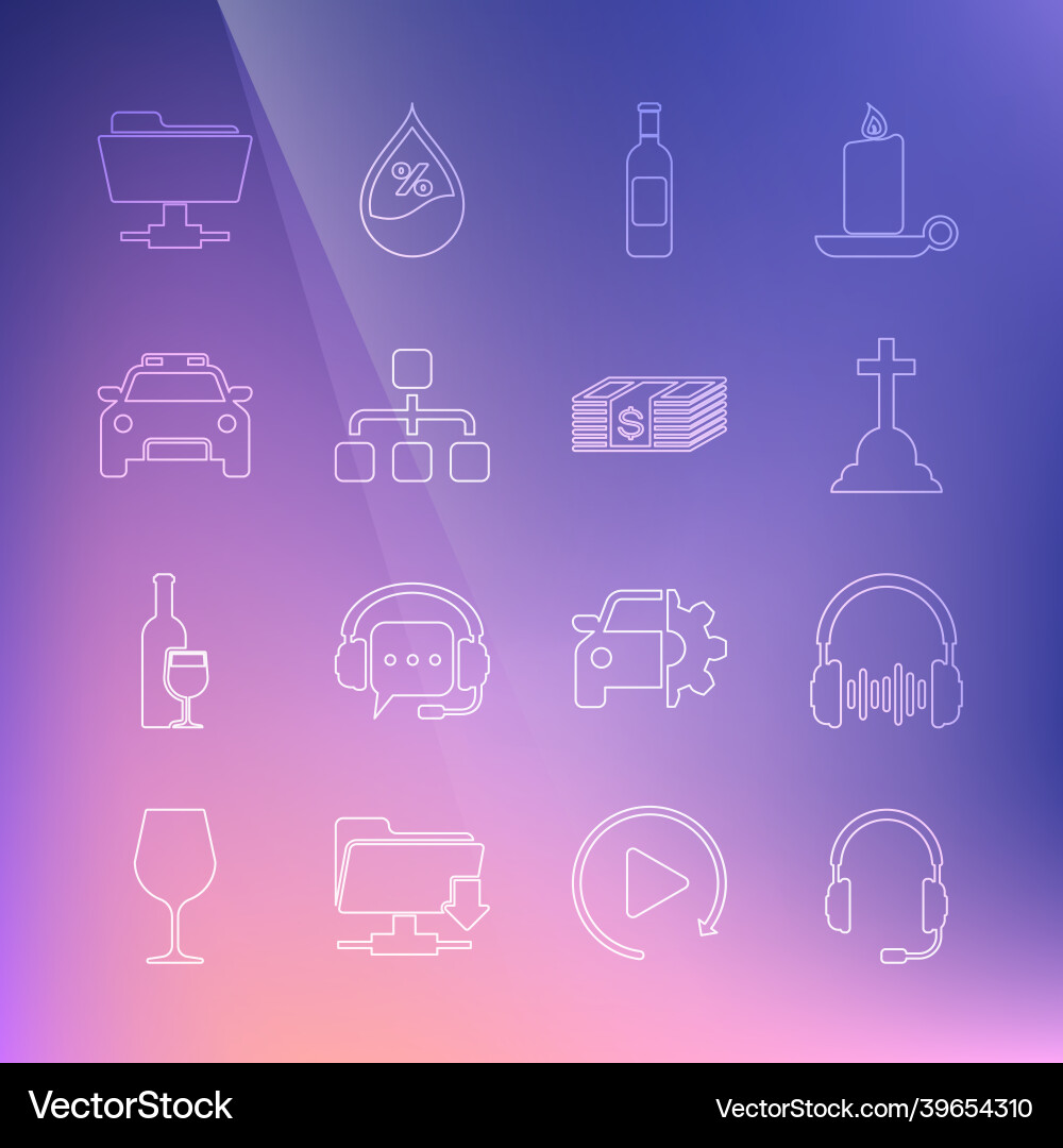 Set line headphones with microphone and sound Set line headphones with microphone and sound Vector Image