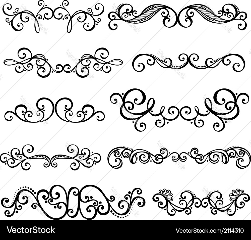 Set of calligraphic borders vector image