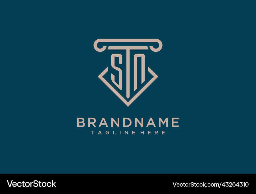 Sn initial with pillar icon design clean Vector Image