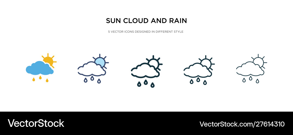 Sun cloud and rain icon in different style two Vector Image