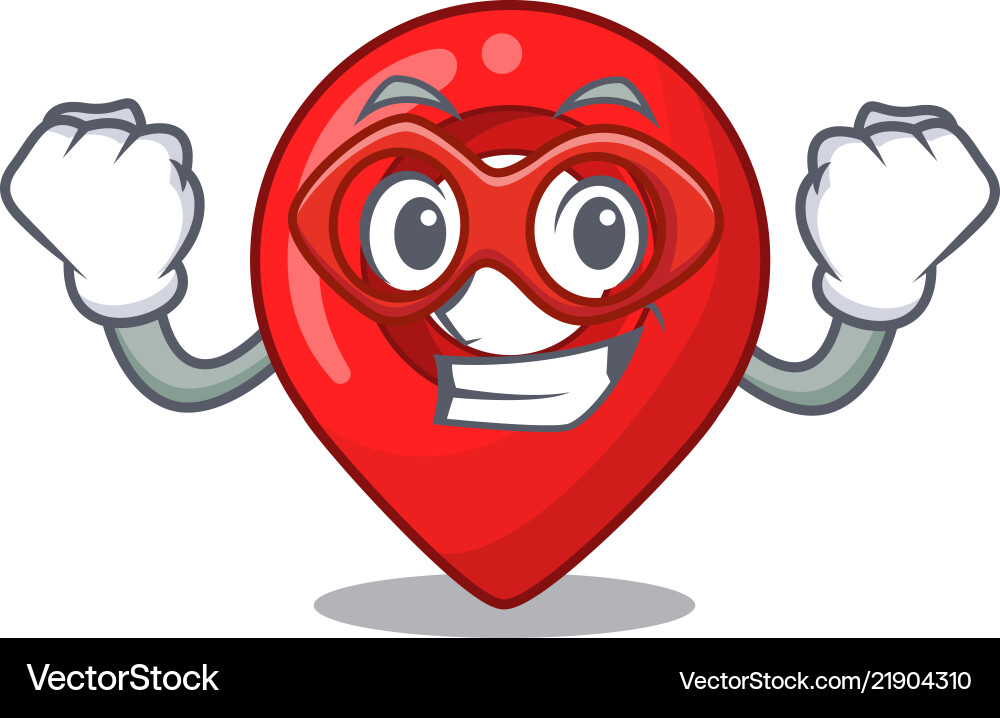 Super hero navigation pin location map character vector image