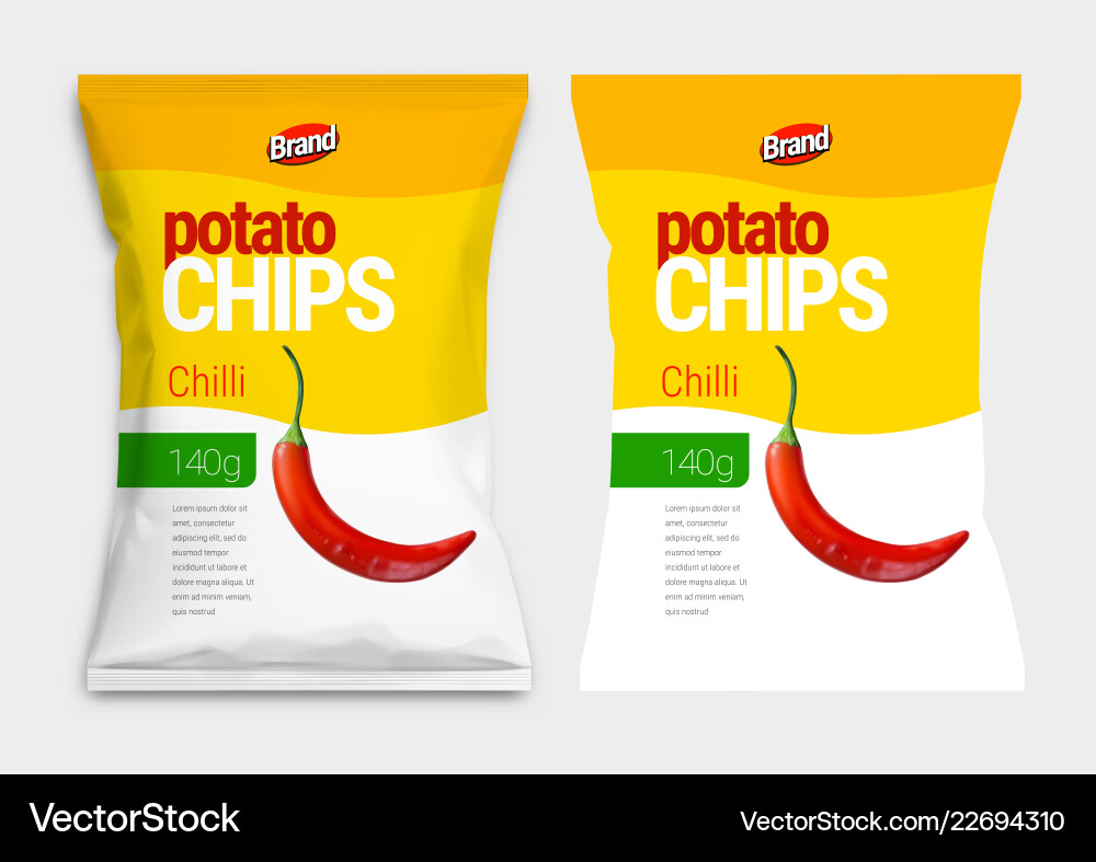 White realistic mockup for polyethylene bag chips White realistic mockup for polyethylene bag chips vector image