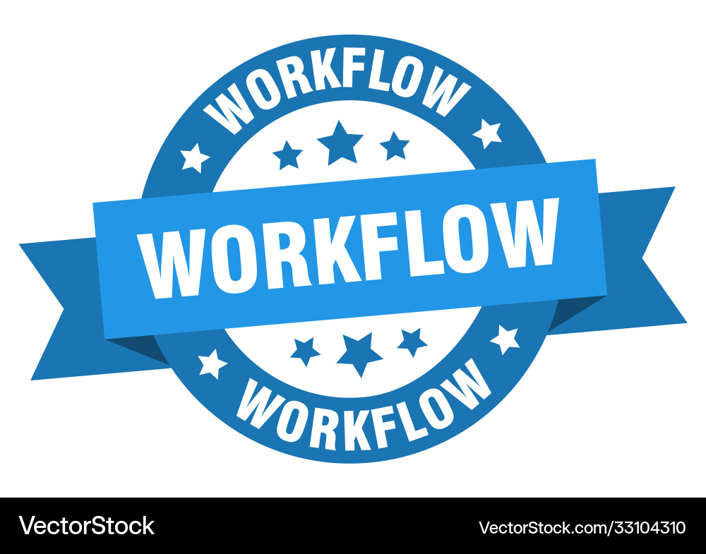 Workflow round ribbon isolated label sign Vector Image