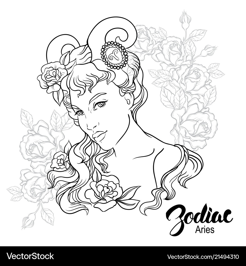 Zodiac aries as girl Zodiac aries as girl vector image