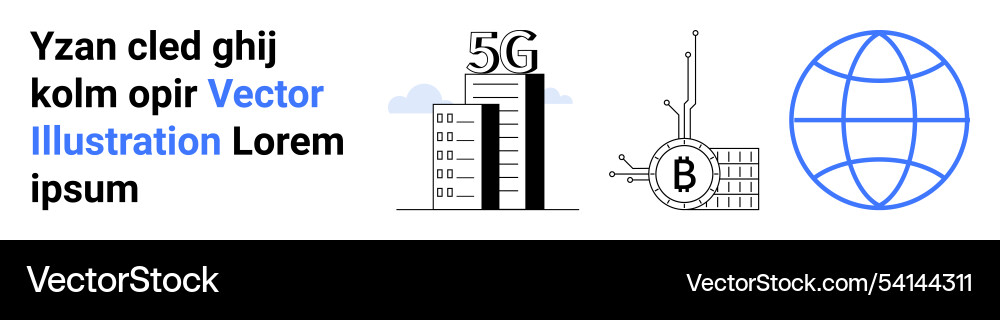 5g technology blockchain and global vector image