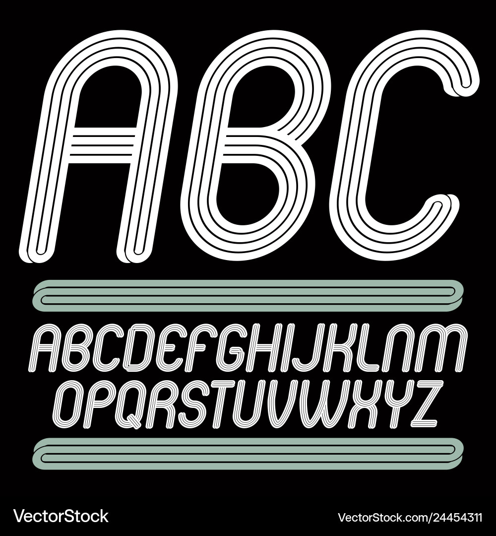 Art funky italic typescript with triple parallel vector image