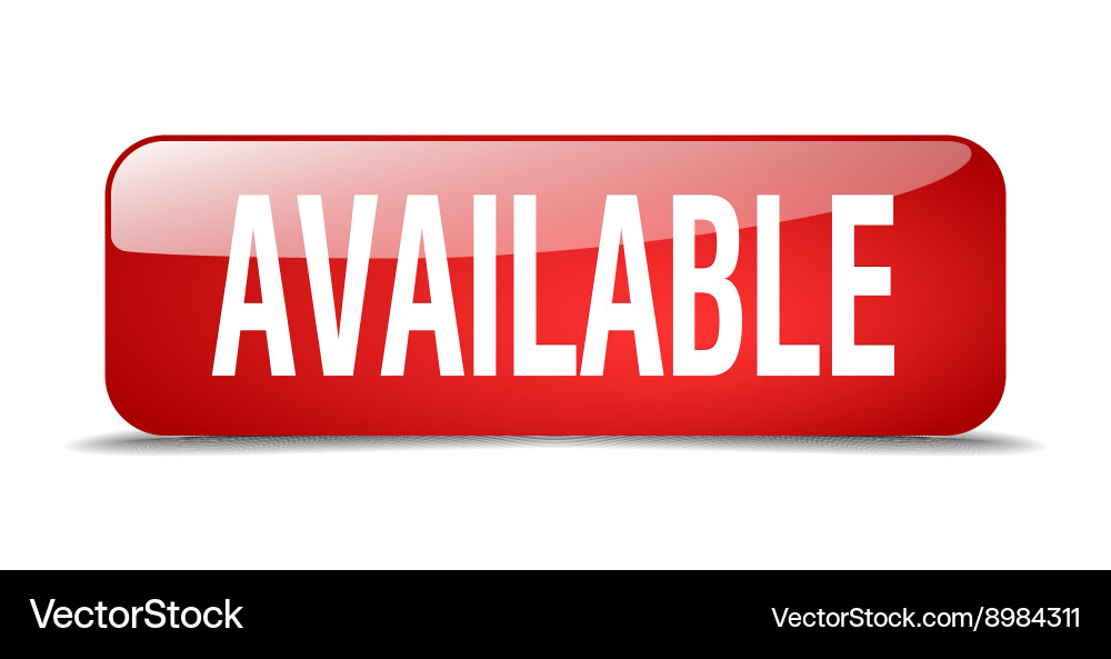 Available red square 3d realistic isolated web vector image