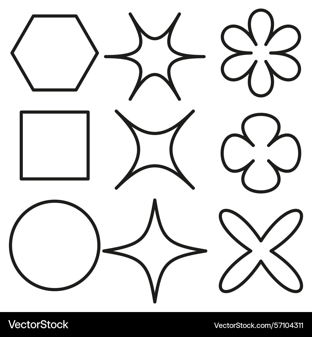 Basic geometric shapes simple outline forms Vector Image