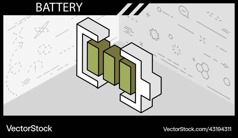 Battery isometric design icon web 3d colorful Battery isometric design icon web 3d colorful Vector Image
