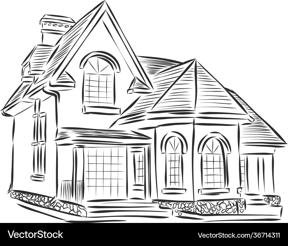 Building hand drawing house sketch architecture Building hand drawing house sketch architecture vector image