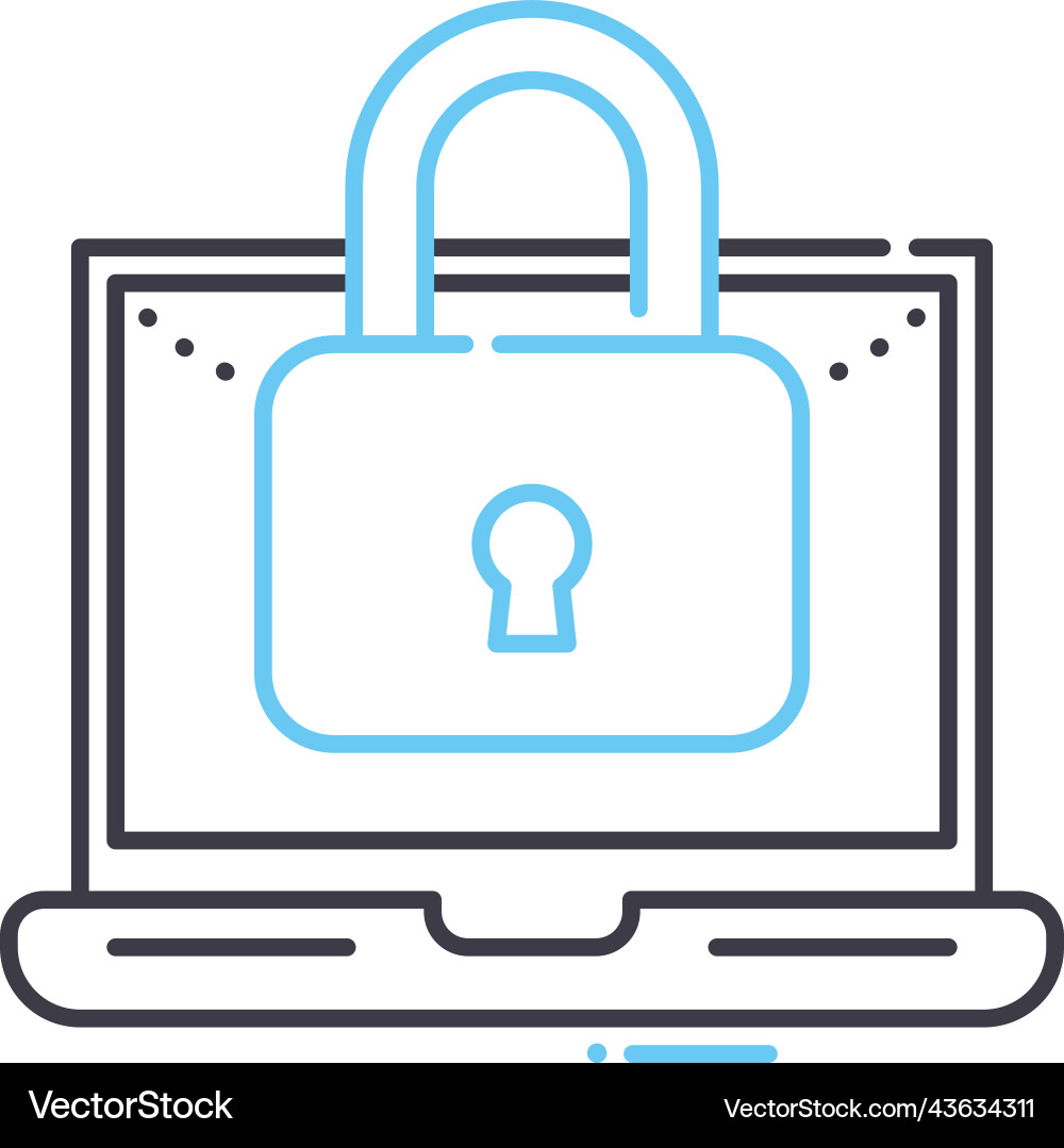 Data encryption line icon outline symbol Data encryption line icon outline symbol vector image