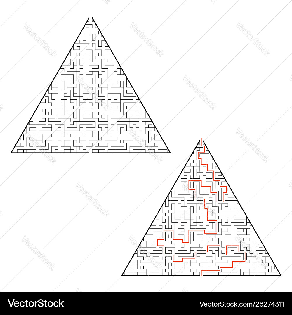 Difficult triangular labyrinth game for kids Difficult triangular labyrinth game for kids vector image