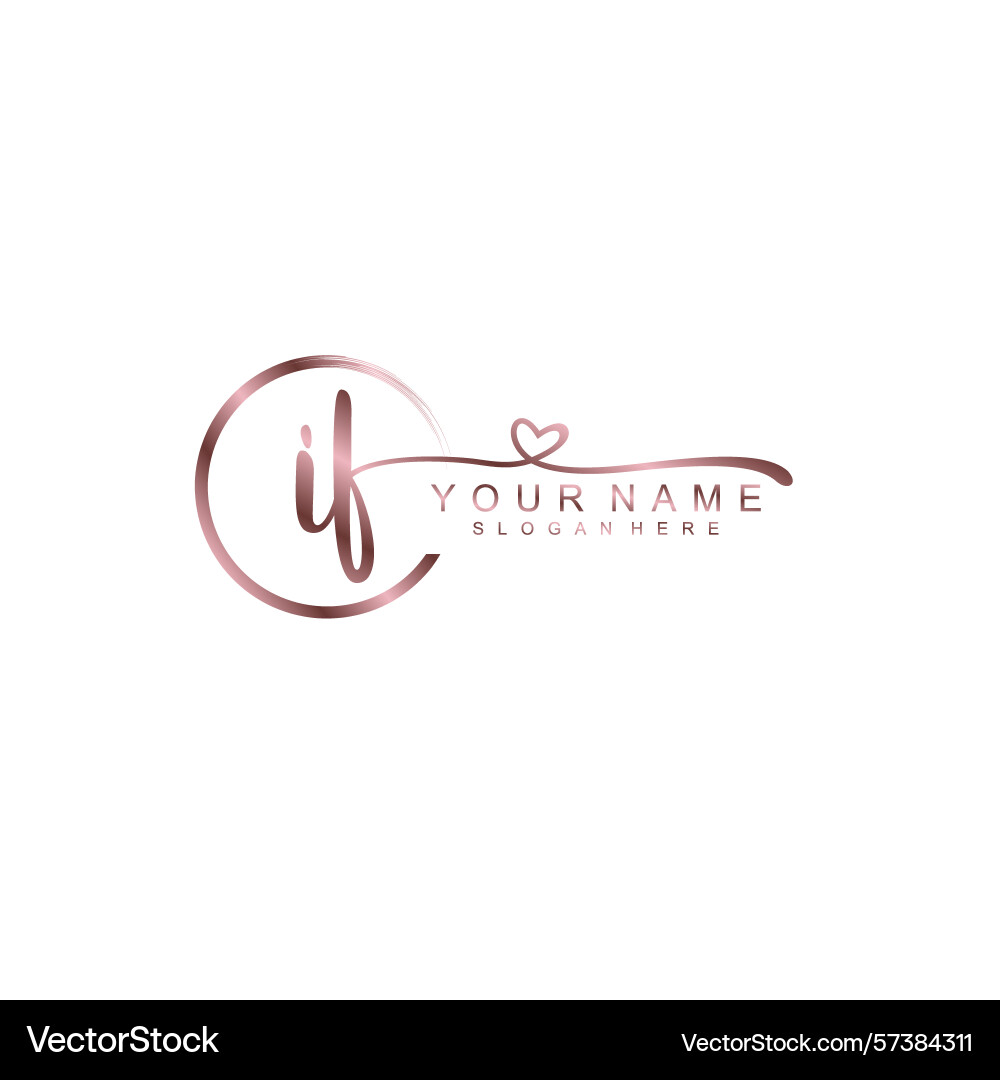 Elegant if initial handwriting logo collection vector image