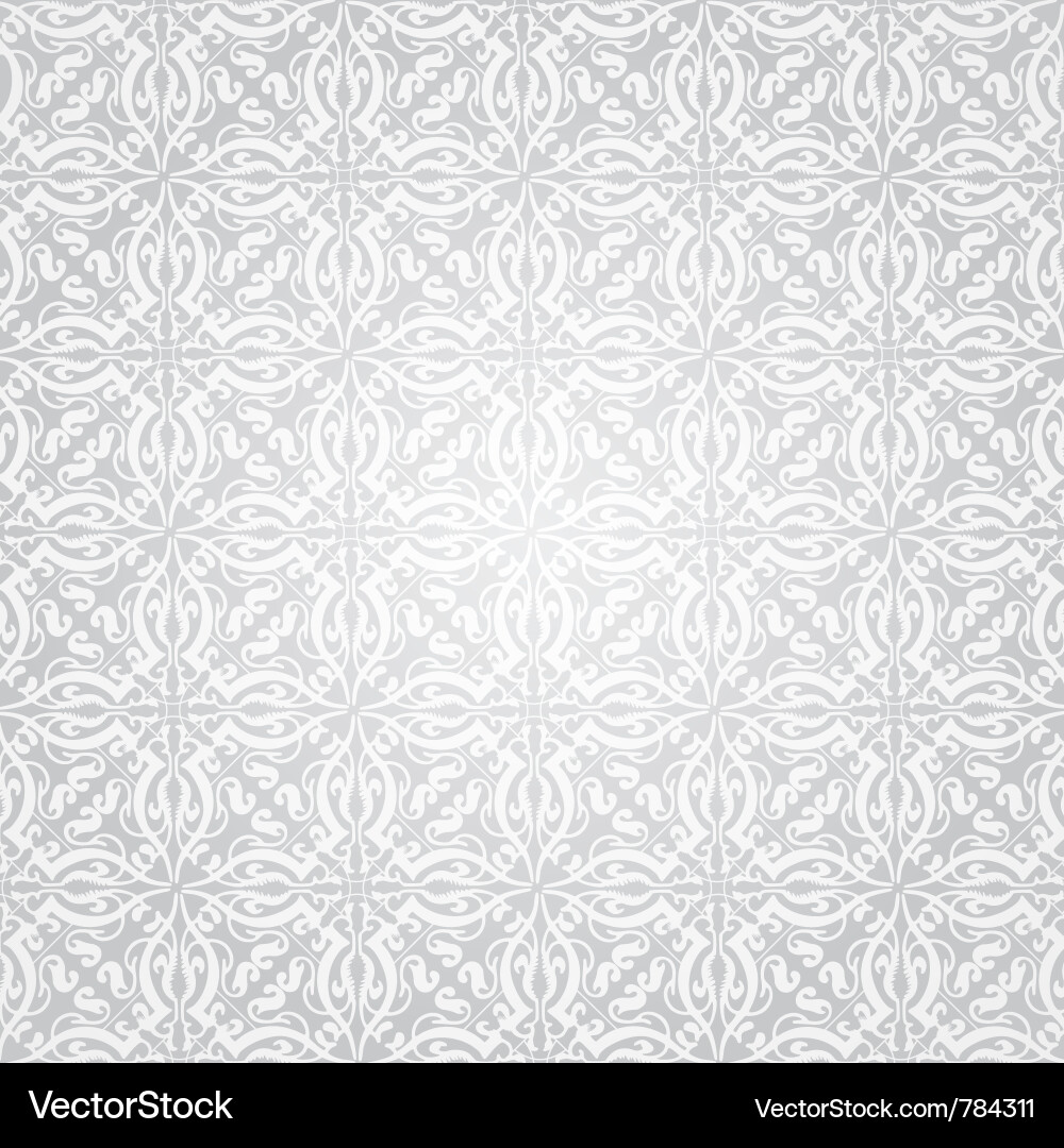 Elegant Silver Floral Wallpaper Vector Image