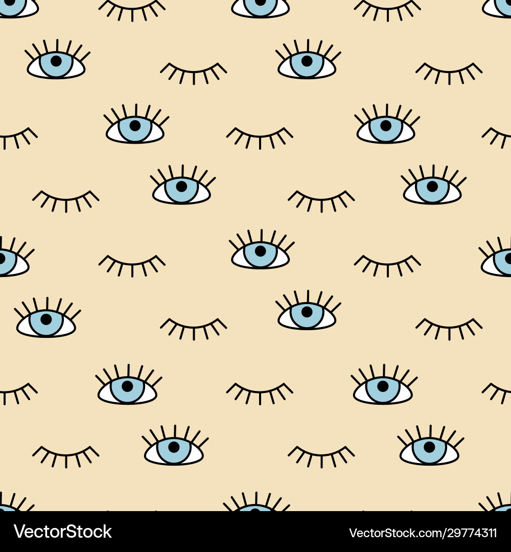 Eye icons pattern flat and outline style open Vector Image