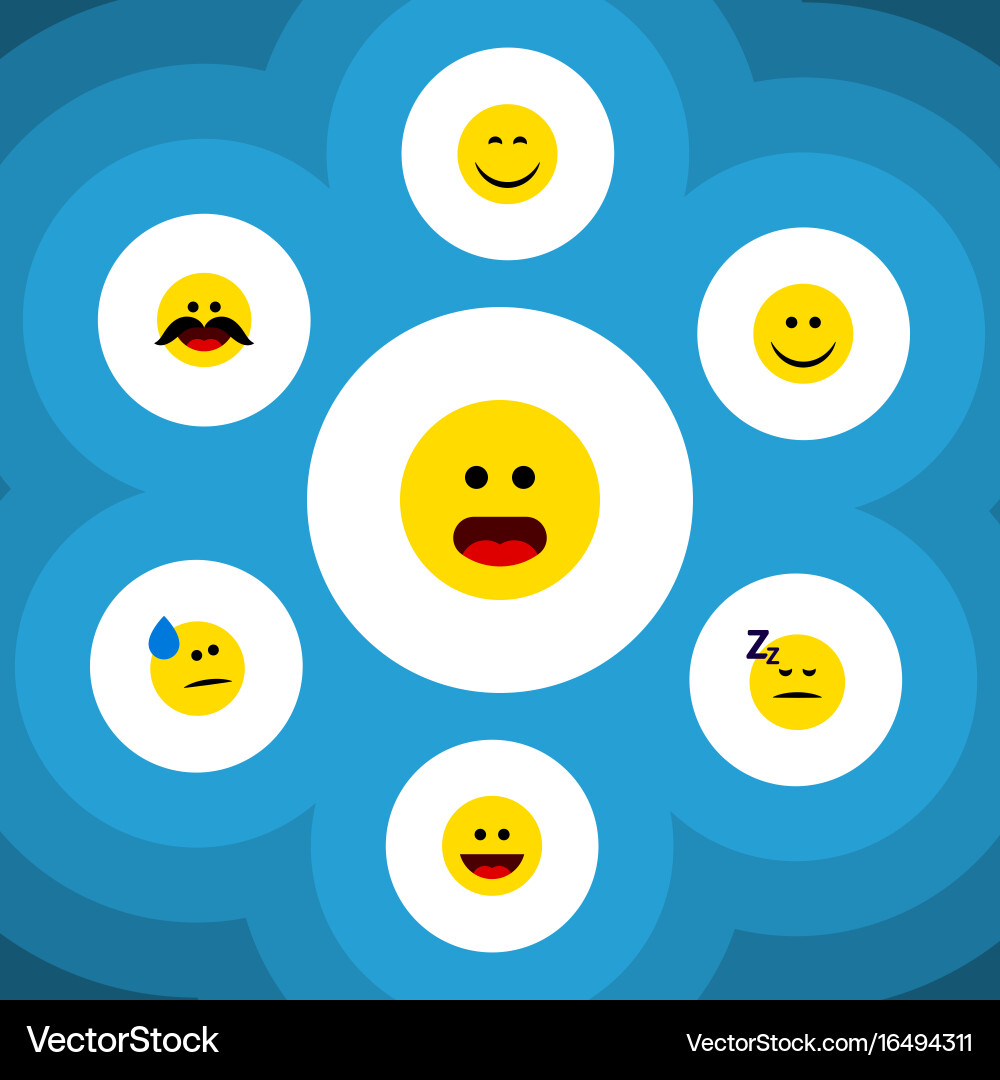 Flat icon gesture set of smile joy wonder Vector Image