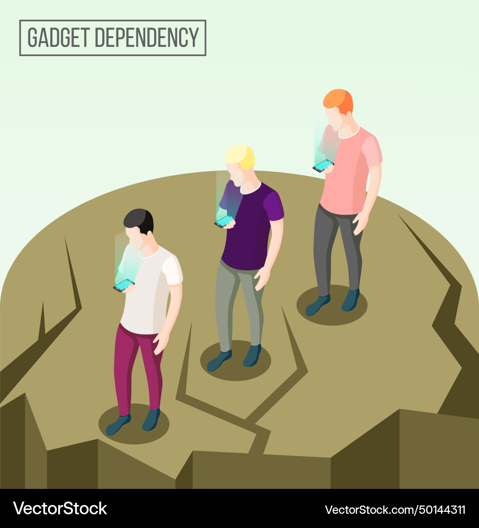 Gadget dependency isometric composition Gadget dependency isometric composition vector image