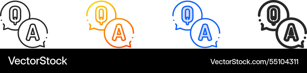 Qa iconthin linear gradient blue stroke and bold Qa iconthin linear gradient blue stroke and bold vector image