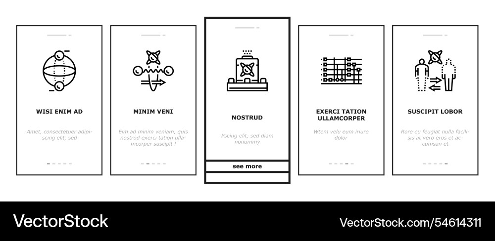 Quantum technology data science onboarding icons Quantum technology data science onboarding icons vector image