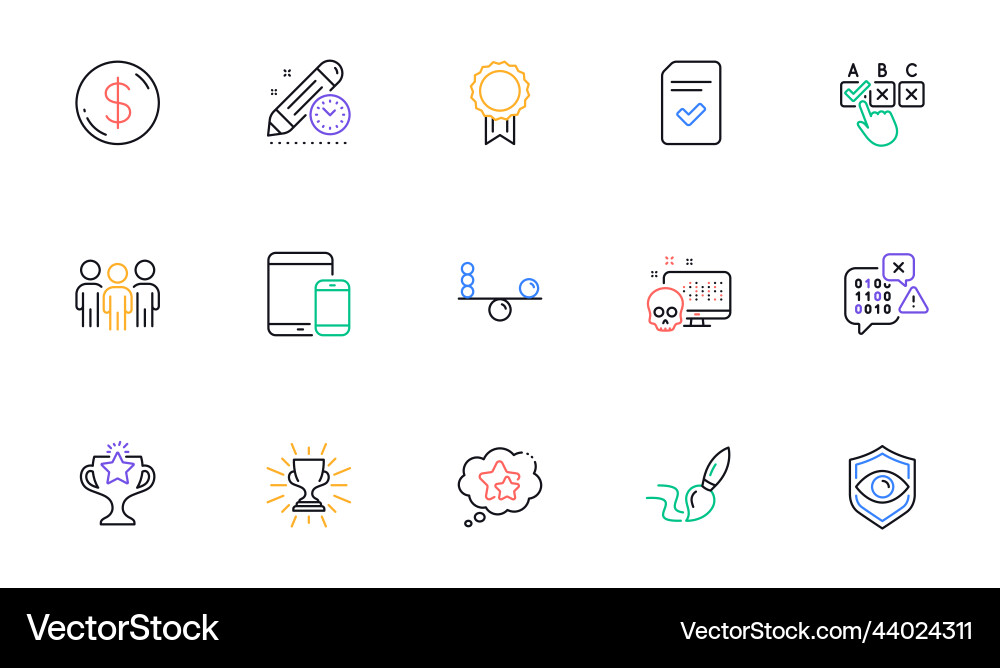 Reward cyber attack and correct checkbox line vector image