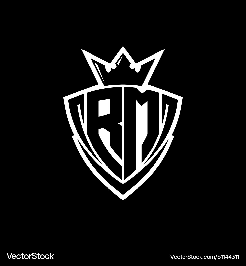 Rm letter logo with sharp triangle shield shape Vector Image
