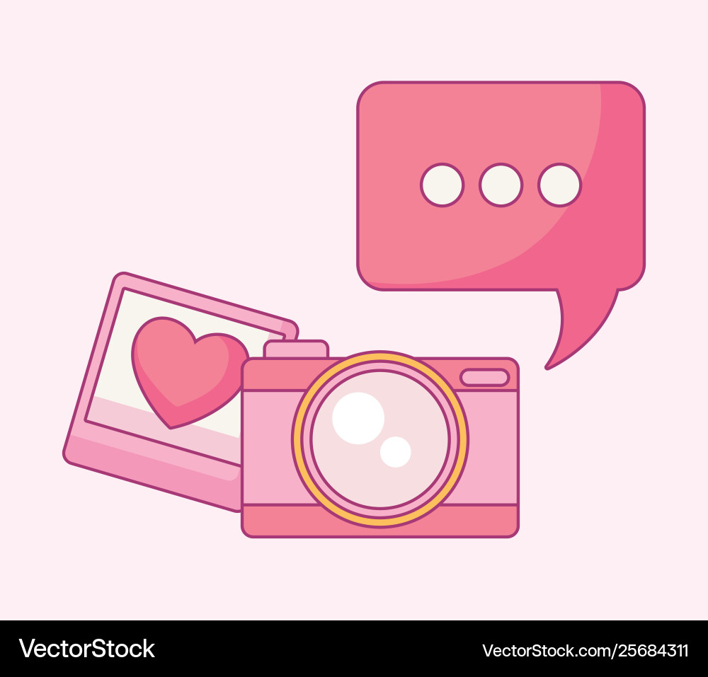 Set camera photographic with image and speech Vector Image