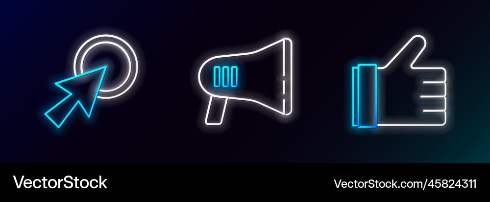 Set line hand like arrow cursor and megaphone Set line hand like arrow cursor and megaphone vector image