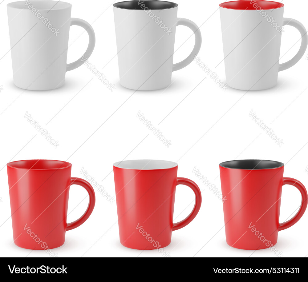 Set of empty cups Set of empty cups Vector Image
