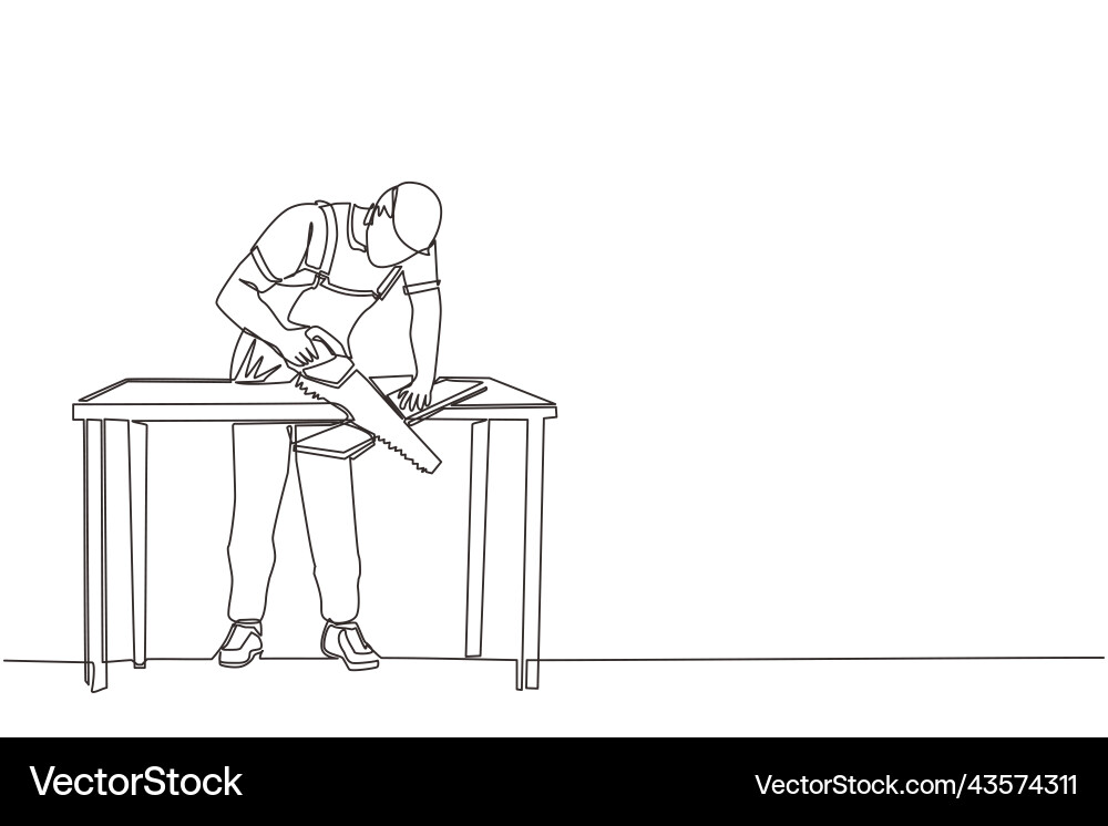 Single continuous line drawing builder Vector Image