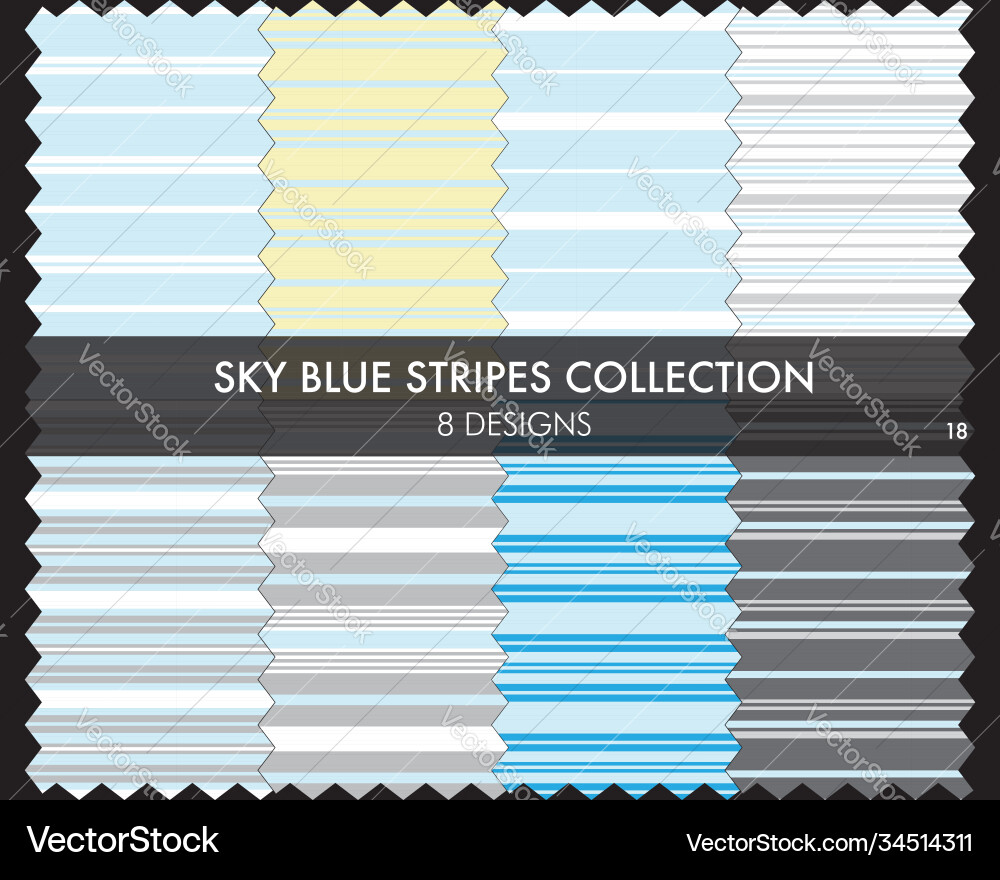 Sky blue stripe seamless pattern collection Vector Image
