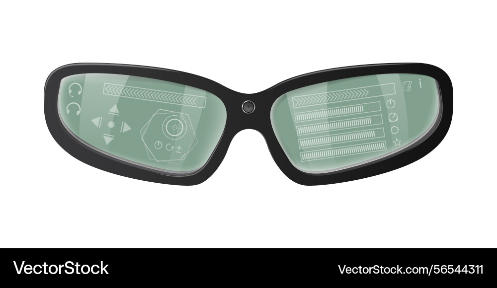 Smart glasses showing user interface with control Smart glasses showing user interface with control vector image
